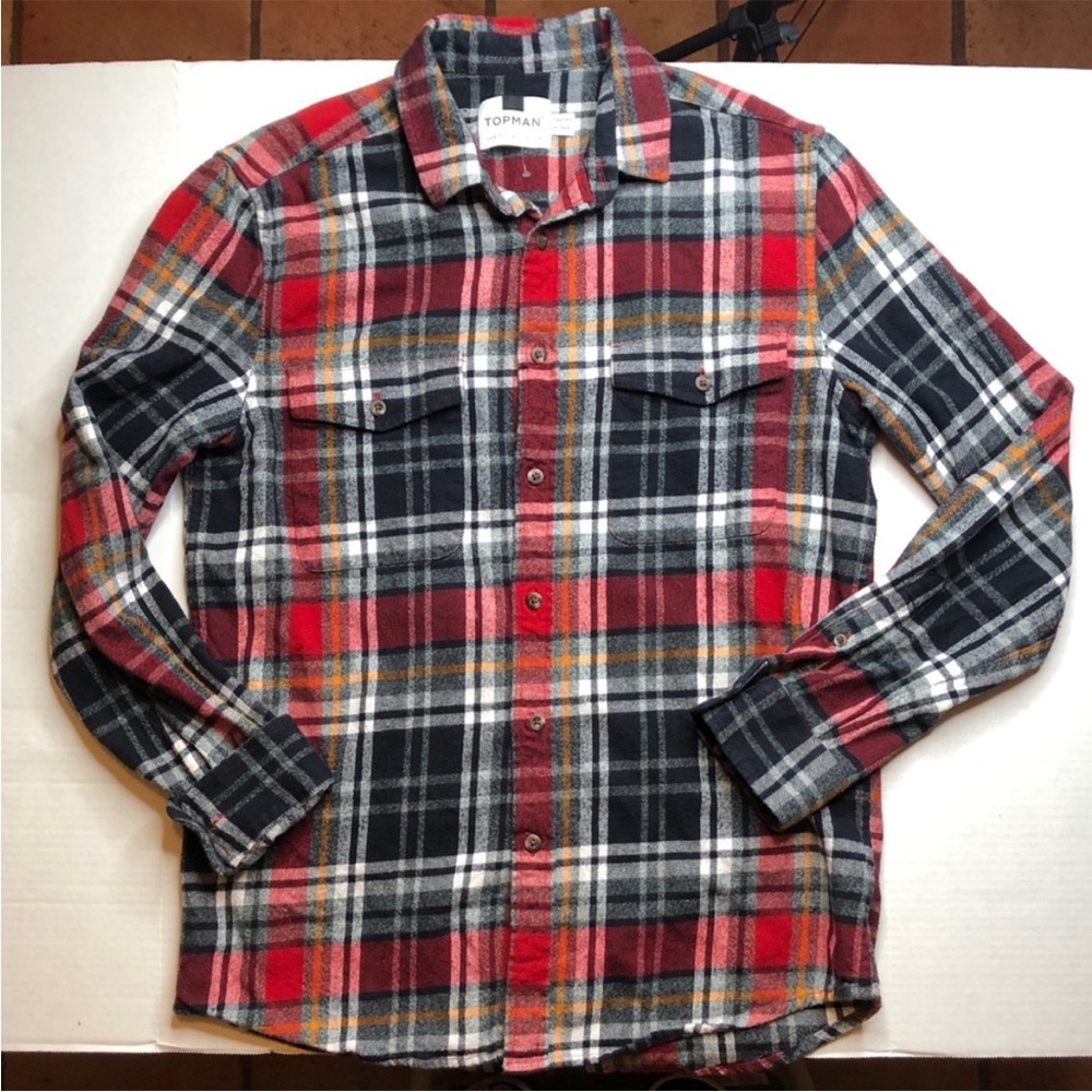 TOPMAN Plaid Button Up long sleeve shirt M